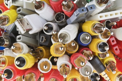 Crew loading mixed debris into a truck from a suburban garage